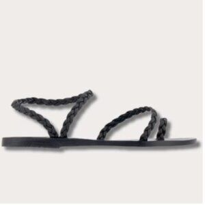 Ancient Greek Sandals Eleftheria Black Braided Leather Size 7 | Minimalist Black